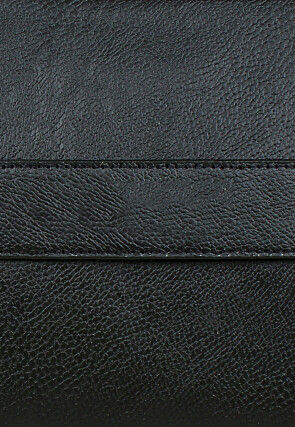 Solid Color Leather Rectangular Wristlet in Black