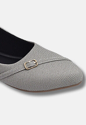 Solid Color Leather Women Ballerinas in Grey