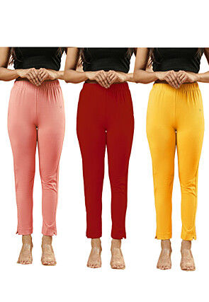 Solid Color Lycra (Elastane) Combo Pant in Multicolor