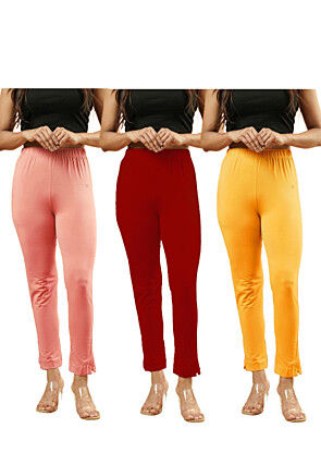 Solid Color Lycra (Elastane) Combo Pant in Multicolor