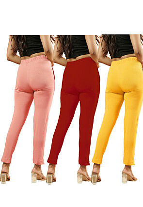 Solid Color Lycra (Elastane) Combo Pant in Multicolor