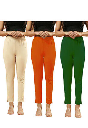 Solid Color Lycra (Elastane) Combo Pant in Multicolor