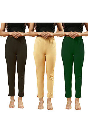 Solid Color Lycra (Elastane) Combo Pant in Multicolor