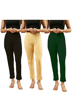 Solid Color Lycra (Elastane) Combo Pant in Multicolor