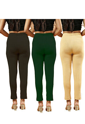 Solid Color Lycra (Elastane) Combo Pant in Multicolor