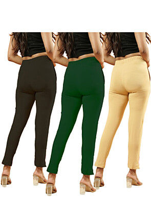 Solid Color Lycra (Elastane) Combo Pant in Multicolor