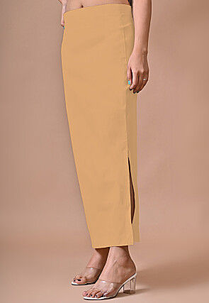 Solid Color Lycra Cotton Shapewear Petticoat in Beige