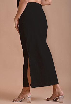 Solid Color Lycra Cotton Shapewear Petticoat in Black