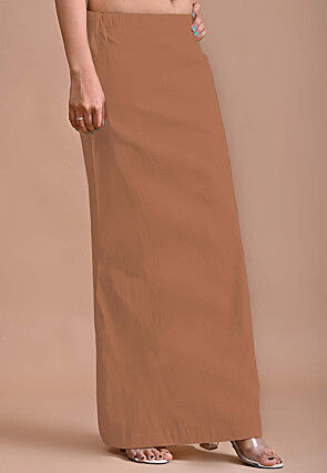 Solid Color Lycra Cotton Shapewear Petticoat in Brown