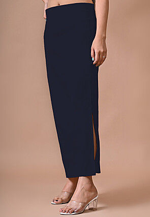 Solid Color Lycra Cotton Shapewear Petticoat in Navy Blue