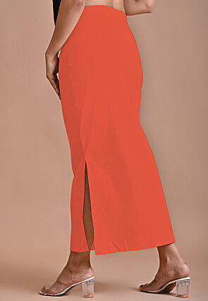 Solid Color Lycra Cotton Shapewear Petticoat in Orange