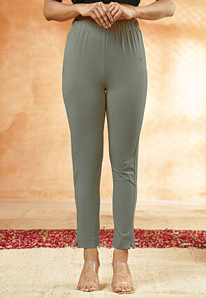 Solid Color Lycra(Elastane) Pant in Grey