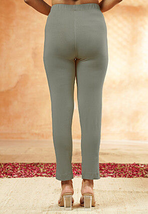 Solid Color Lycra(Elastane) Pant in Grey