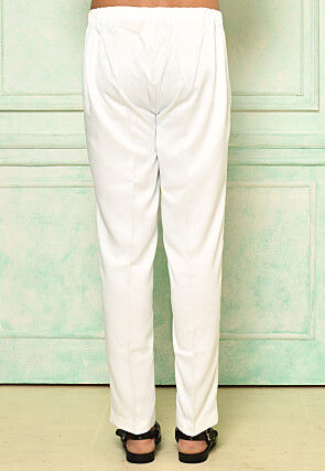 Solid Color Art Silk Pant in White