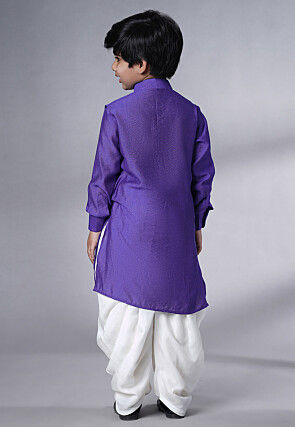 Solid Color Muslin Silk Kurta Set in Dark Purple