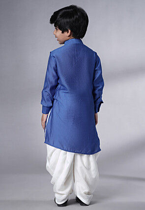 Solid Color Muslin Silk Kurta Set in Royal Blue