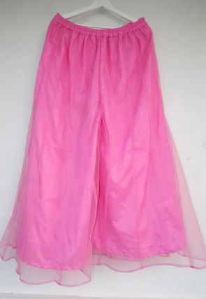 Solid Color Net Panelled palazzo in Pink