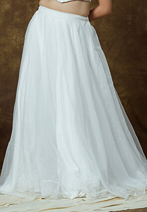 Solid Color Organza Skirt in White
