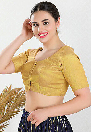 Solid Color Polyester Blouse in Golden