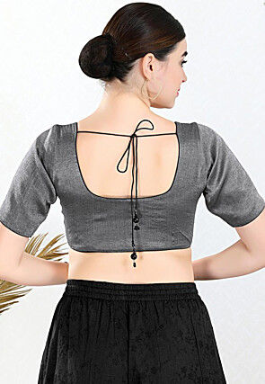 Solid Color Polyester Blouse in Grey