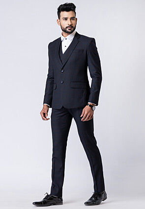 Solid Color Polyester Tuxedo in Black