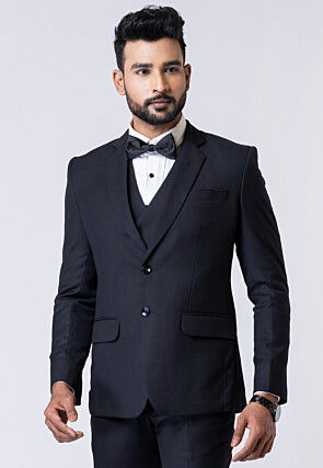 Solid Color Polyester Tuxedo in Black