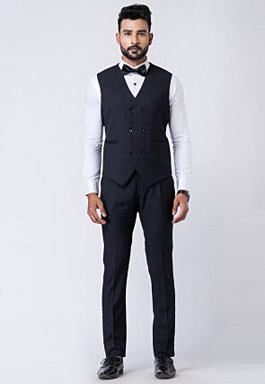 Solid Color Polyester Tuxedo in Black