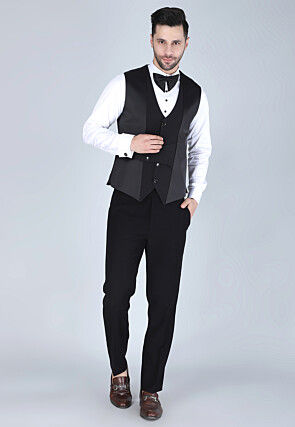 Solid Color Polyester Tuxedo in Black