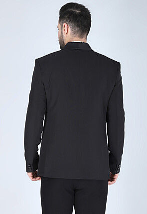Solid Color Polyester Tuxedo in Black