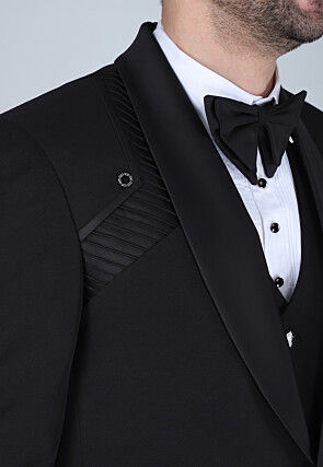 Solid Color Polyester Tuxedo in Black