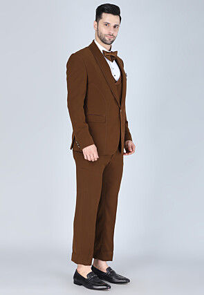 Solid Color Polyester Tuxedo in Brown