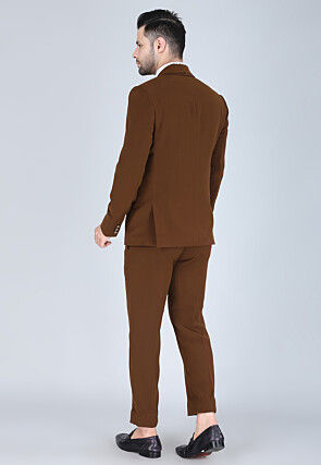 Solid Color Polyester Tuxedo in Brown