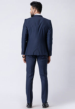 Solid Color Polyester Tuxedo in Navy Blue