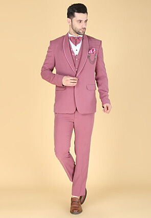Solid Color Polyester Tuxedo in Pink