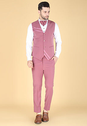 Solid Color Polyester Tuxedo in Pink
