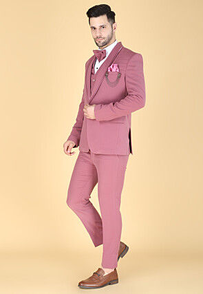 Solid Color Polyester Tuxedo in Pink