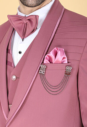 Solid Color Polyester Tuxedo in Pink