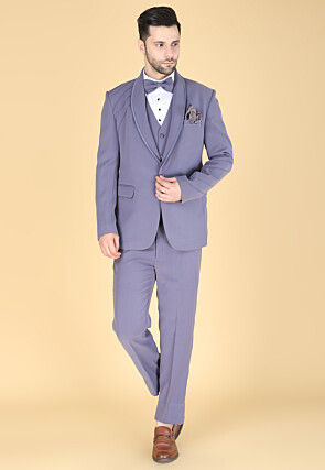Solid Color Polyester Tuxedo in Purple