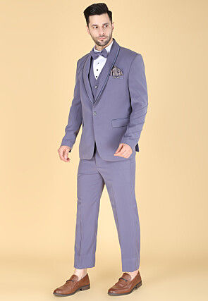 Solid Color Polyester Tuxedo in Purple