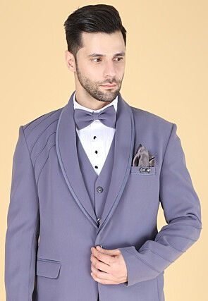 Solid Color Polyester Tuxedo in Purple