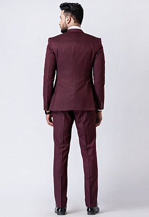 Solid Color Polyester Tuxedo in Wine