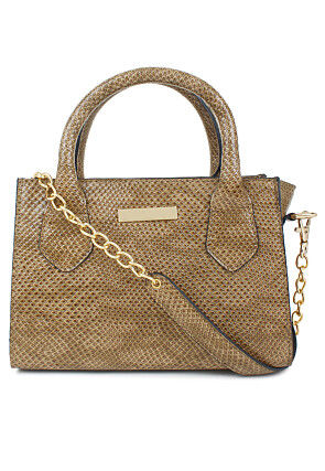 Solid Color PU Hand Bag in Beige