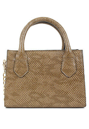 Solid Color PU Hand Bag in Beige