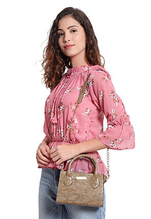 Solid Color PU Hand Bag in Beige