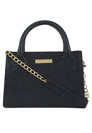 Solid Color PU Hand Bag in Black