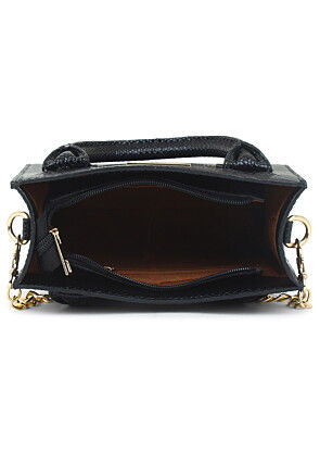 Solid Color PU Hand Bag in Black