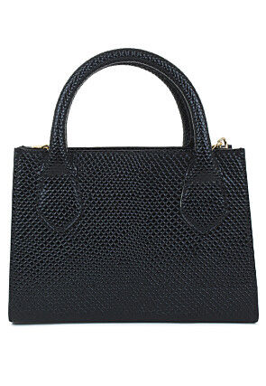 Solid Color PU Hand Bag in Black