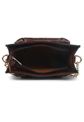 Solid Color PU Hand Bag in Brown