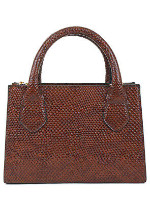 Solid Color PU Hand Bag in Brown