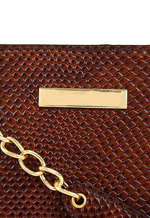 Solid Color PU Hand Bag in Brown